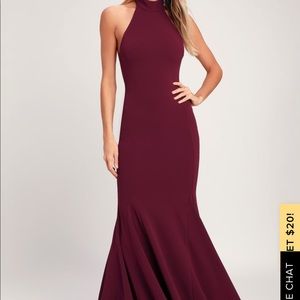 Slice of joy burgundy halter maxi dress